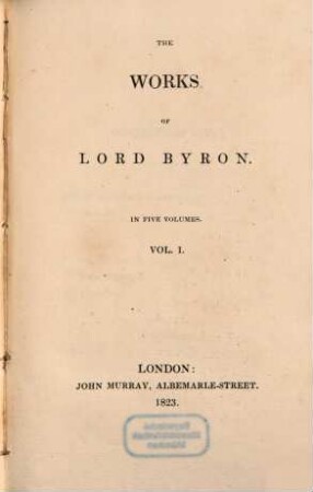 The works of Lord Byron : in five volumes, 1