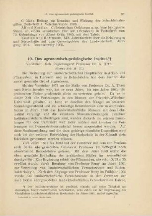 10. Das agronomisch-pedologische Institut