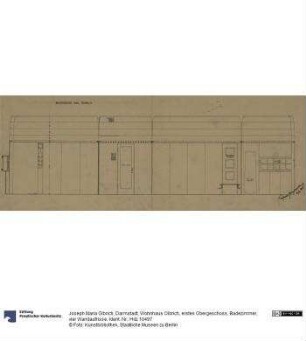 Darmstadt, Wohnhaus Olbrich, erstes Obergeschoss, Badezimmer, vier Wandaufrisse