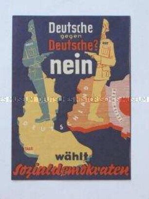 Illustriertes Propagandaflugblatt der SPD gegen die Remilitarisierung
