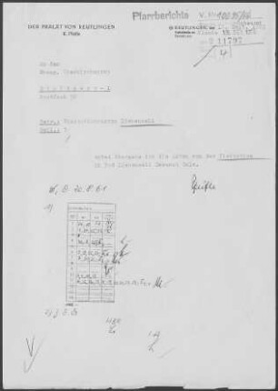 Bad Liebenzell mit Beinberg, Maisenbach-Zainen und Unterlengenhardt: Visitationsbericht 1959/60 mit Pfarrberichten 1. und 2. Pfarramt 1959