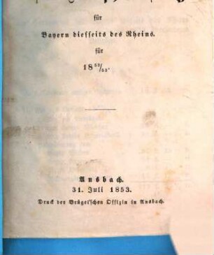 Rechnung und Bericht des Hauptvereins der Evangelischen Gustav-Adolf-Stiftung für Bayern diesseits des Rheins, 2. 1852/53 (1853)