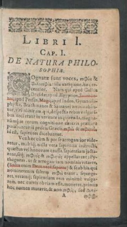 Cap. I. De Natura Philosophiae