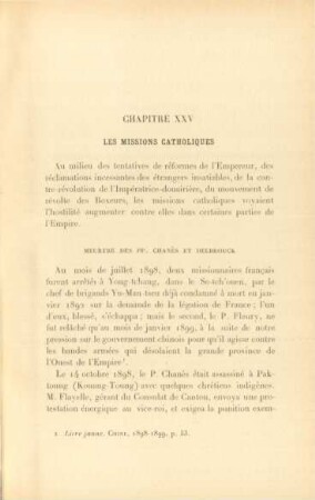 Chapitre XXV. Les missions catholiques