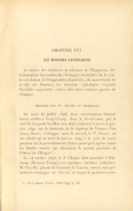 Chapitre XXV. Les missions catholiques