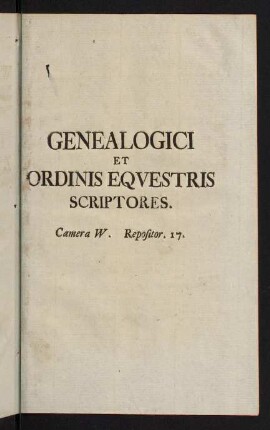 681-696, Genealogici et Ordinis Equestris Scriptores