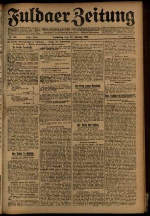 Erste Ausgabe vom Samstag, den 29. Januar 1916.