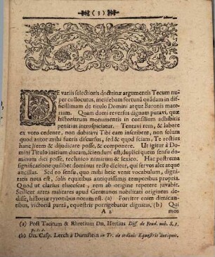 Dissertatio Epistolica, De Titulo Domini, atque Baronis