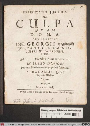 Exercitatio Iuridica De Culpa