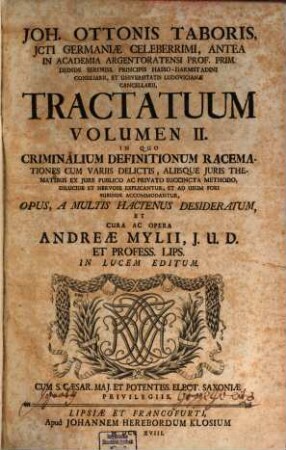 Tractatum Volumen .... 2