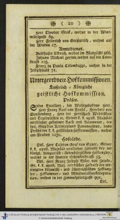 Untergeordnete Hofkommissionen.