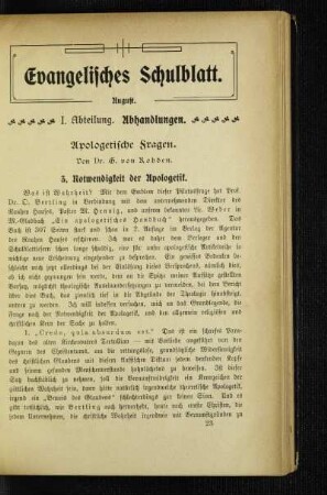Apologetische Fragen