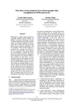 First ideas of user-adapted views of lexicographic data exemplified on OWID and elexiko