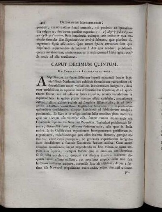 Caput Decimum Quintum. De Formulis Intergralibus.