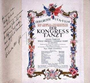 Titelseite aus einem Erinnerungsalbum zu "Der Kongreß tanzt"
