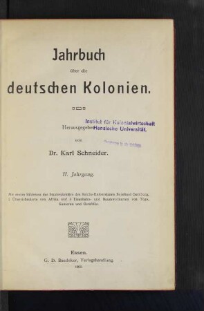 2.1909: Jahrbuch über die deutschen Kolonien