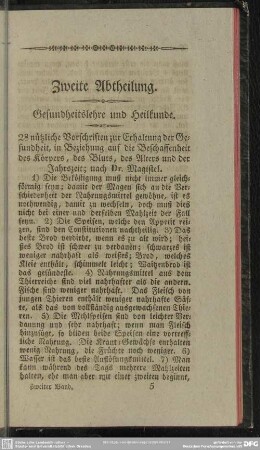 Zweite Abtheilung. Gesundheitslehre und Heilkunde
