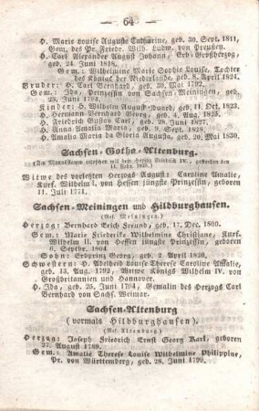 Sachsen-Meiningen und Hildburghausen.