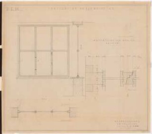 Reichsluftfahrtministerium, Berlin: Wache L5: Fenster Ansicht, Schnitt, Grundriss 1:10