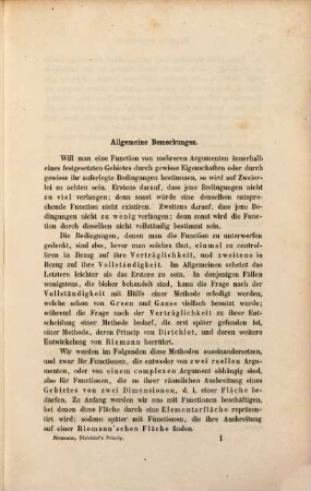 Das Dirichlet'sche Princip in seiner Anwendung auf die Riemann'schen Flächen