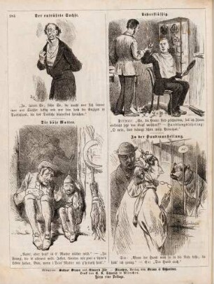 "Ein entrüsteter Sachse" "Die böse Mutter" "Ueberflüssig" "In der Hundeausstellung"