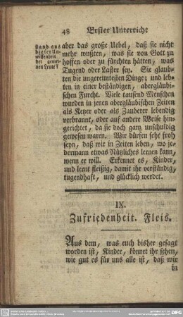IX. Zufriedenheit. Fleis