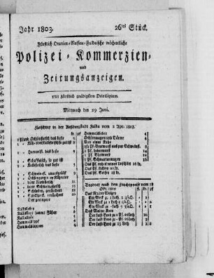 26tes Stück, Ausgabe vom 29. Juni 1803