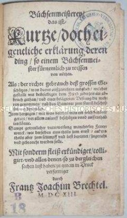 Kleines Handbuch für Büchsenmeister