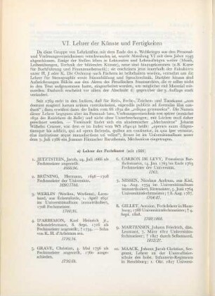 a) Lehrer der Fechtkunst (seit 1666)