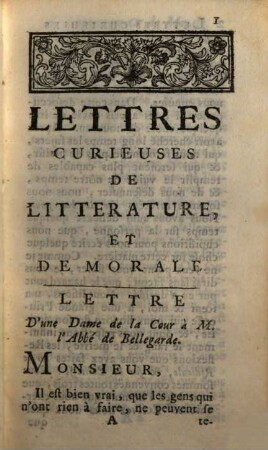 Lettres Curieuses De Litterature Et De Morale