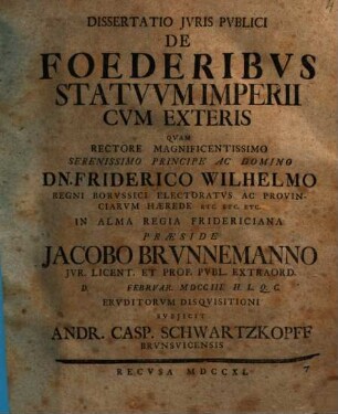Dissertatio iuris publici de foederibus statuum Imperii cum exteris