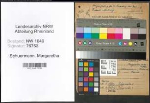 Entnazifizierung Margaretha Schuermann , geb. 05.10.1898 ()