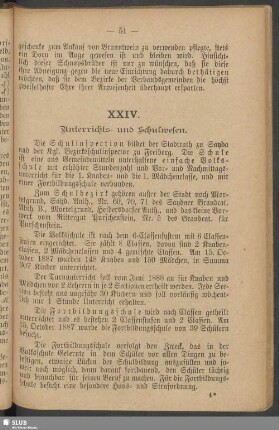 XXIV. Unterrichts- und Schulwesen. XXV. Vormundschafts- und Erziehungswesen