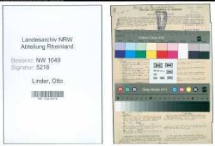 Entnazifizierung Otto Linder , geb. 17.05.1891 (Beamter)