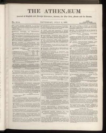 THE ATHENAEUM Journal of English and foreign Literature, the fine Arts, Music and the Drama.