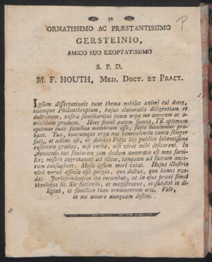 Ornatissimo Ac Praestantissimo Gerstenio ...