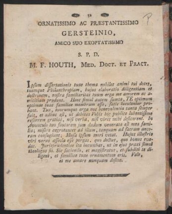Ornatissimo Ac Praestantissimo Gerstenio ...