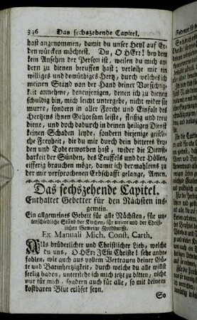 Das sechszehende Capitel. Enthaltet Gebetter für den Nächsten insgemein.