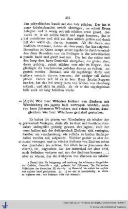 Wie herr Wörnher freiherr von Zimbern mit Werdenberg des jagens halb vertragen worden...
