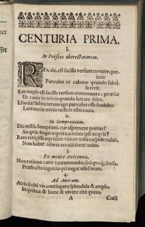 Centuria Prima.