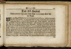 Das XII. Capitul. Observationes speciales von dem Caminiren über die 5te Regul