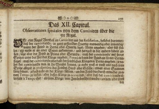 Das XII. Capitul. Observationes speciales von dem Caminiren über die 5te Regul
