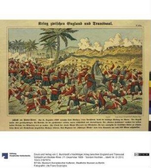 Krieg zwischen England und Transvaal. Schlacht am Modder-River. (11. Dezember 1899 - "Gordon Hochländer" versuchen Buren zu stürmen)