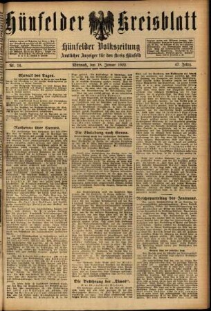 Ausgabe vom Mittwoch, den 18. Januar 1922.
