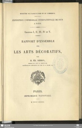 Rapport d'ensemble sur les arts décoratifs