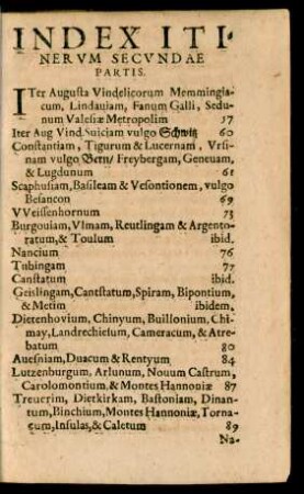 Index Itinerum Secundae partis