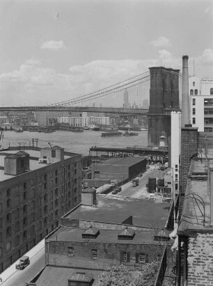 New York, Blick von Brooklyn zur Brooklyn Bridge