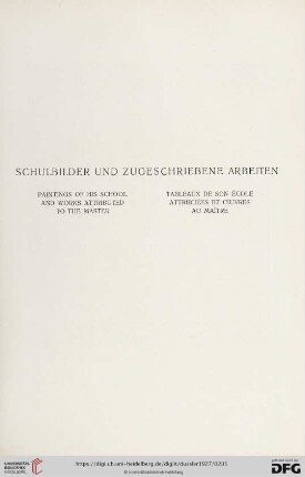 Schulbilder und zugeschriebene Arbeiten