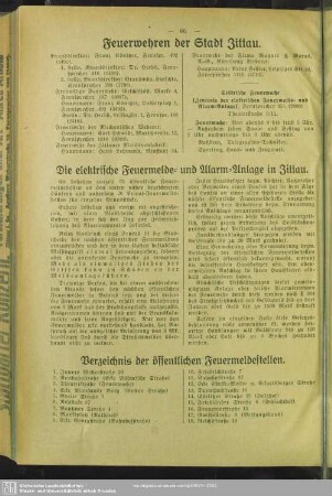 Die elektrische Feuermelde- und Alarm-Anlage in Zittau