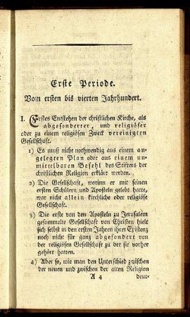 Erste Periode. Vom ersten bis vierten Jahrhundert.